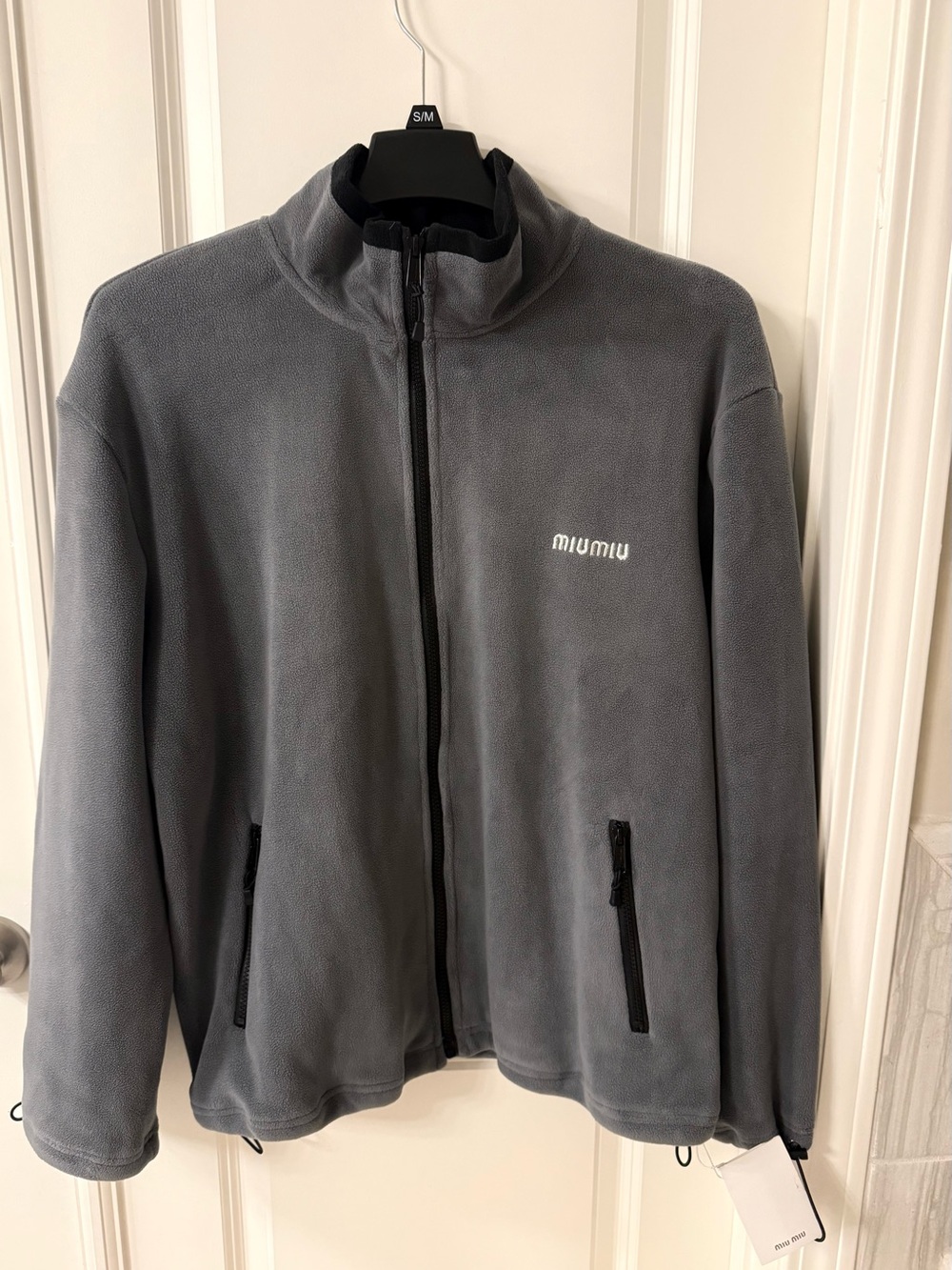 Miu Miu Gray Lightweight Fleece Zip Jacket